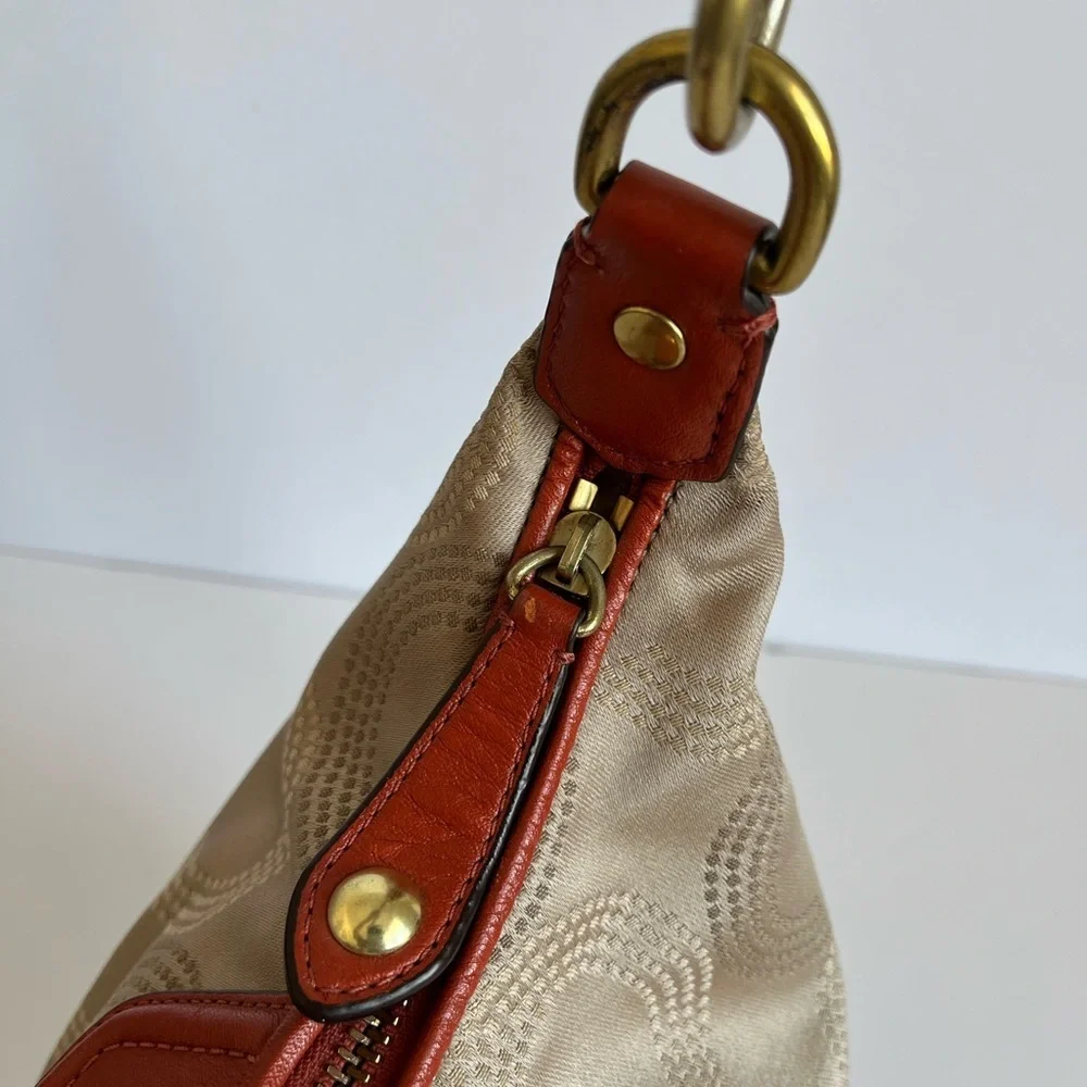 Coach Ashley Op Art Hobo Bag Khaki Orange F20031 - Picture 7 of 10